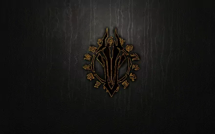 HD PC desktop wallpaper featuring the Darksiders video game emblem with a dark textured background and glowing golden details.