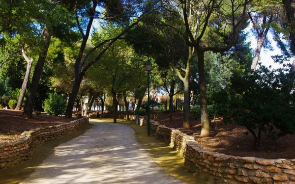 Photography Park Spain Tree Path Lamp Post HD Wallpaper | Background Image