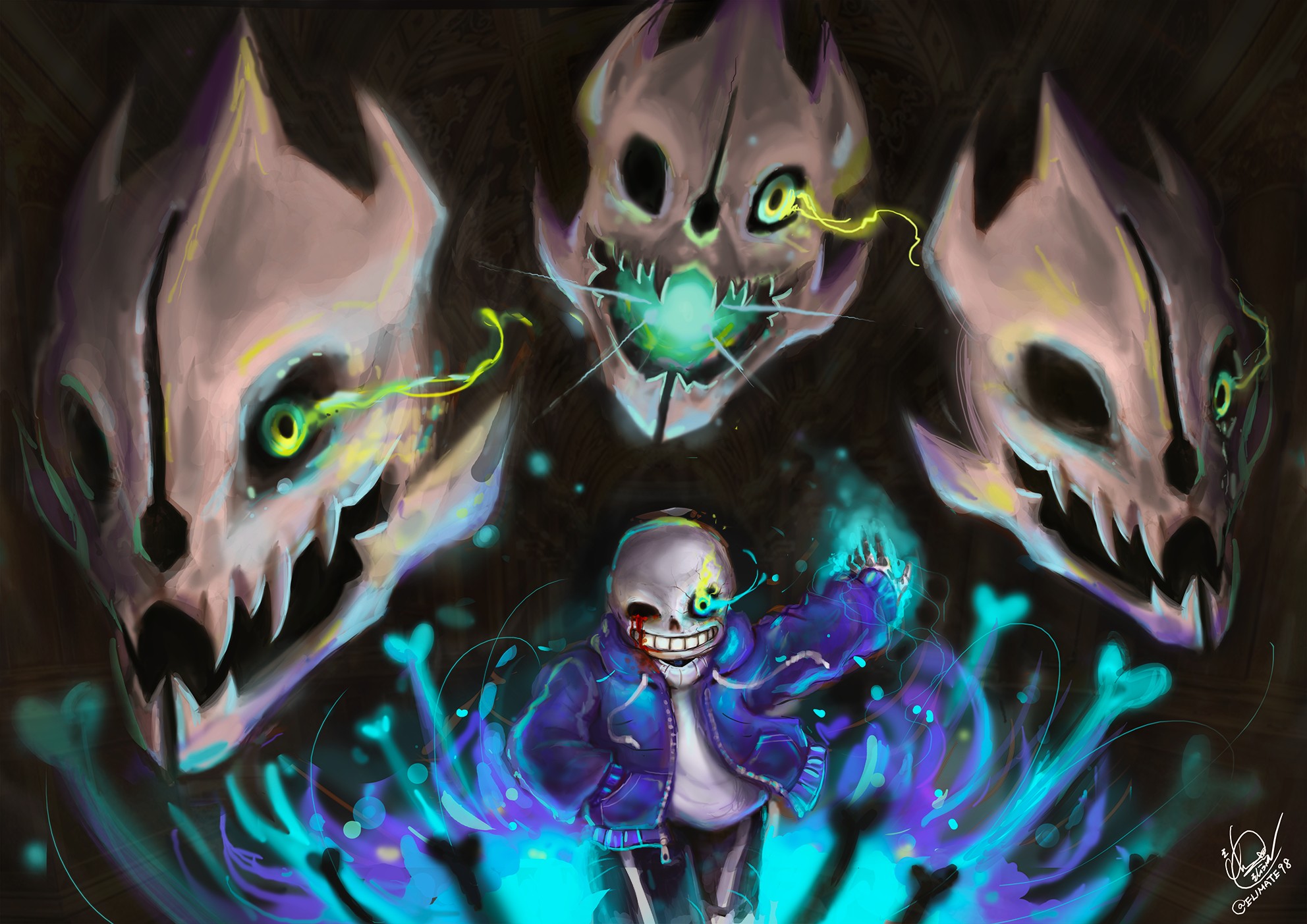 Undertale, Frisk, Sans, fighting HD wallpaper