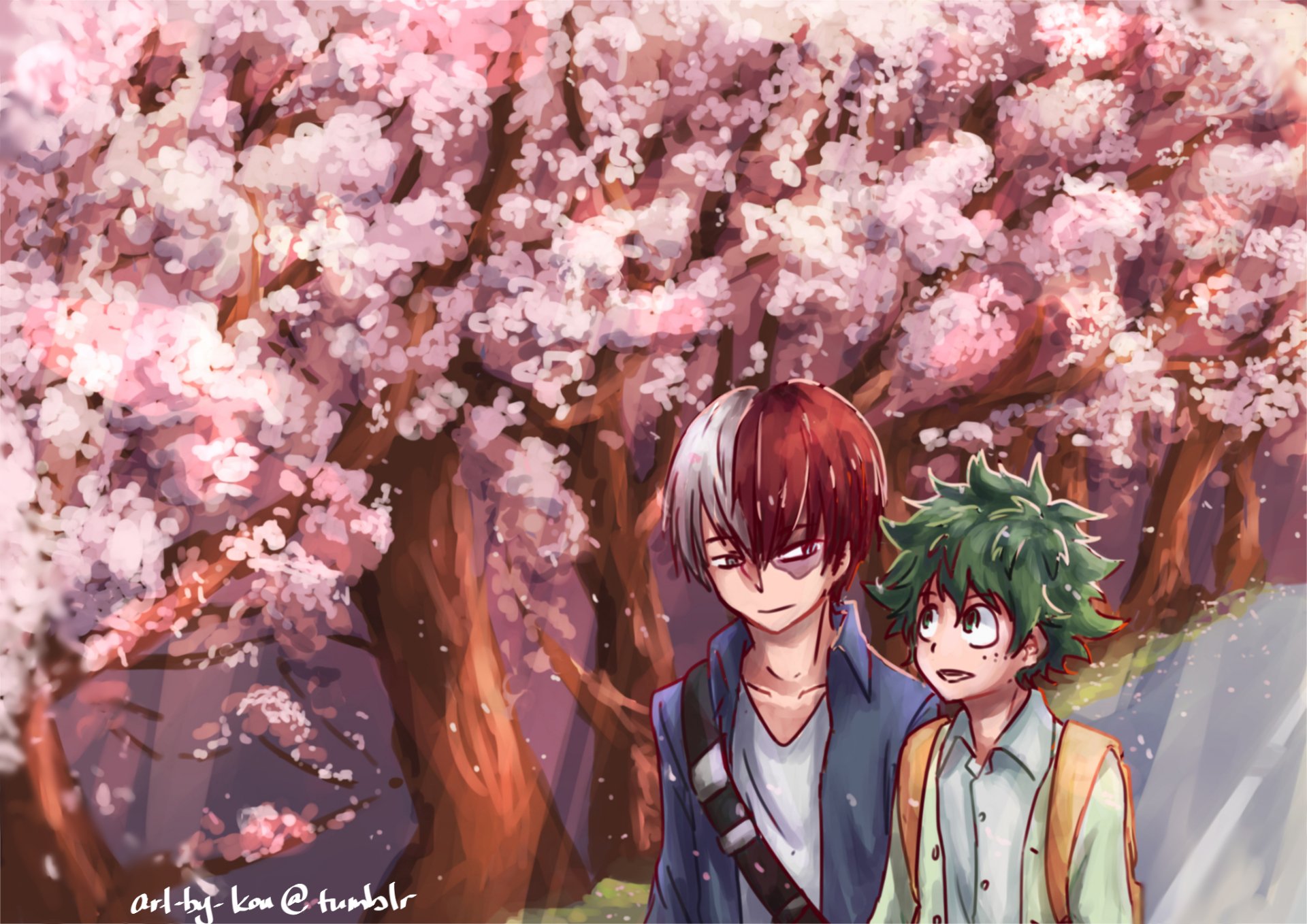 Download Izuku Midoriya Shoto Todoroki Anime My Hero Academia HD Wallpaper by Kou Getsu