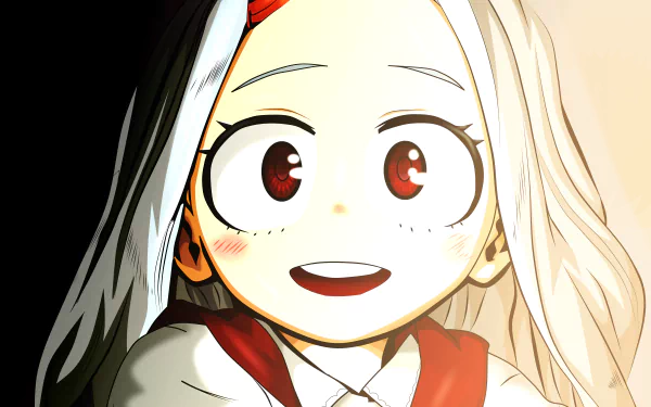 Eri from My Hero Academia is depicted with a bright smile, showcasing her character in vibrant colors. This 8K Ultra HD wallpaper captures the essence of the anime beautifully.