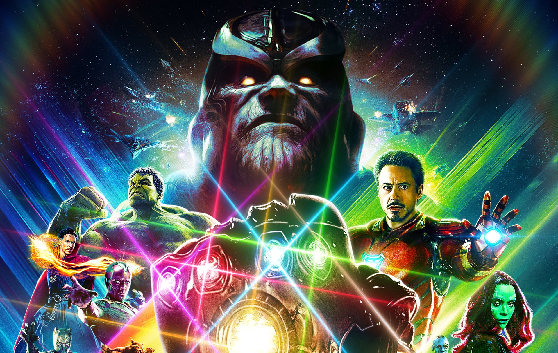 Avengers Infinity War HD Wallpaper: Gamora, Iron Man, Hulk & Thanos in ...