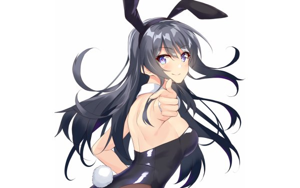 Anime Rascal Does Not Dream of Bunny Girl Senpai Mai Sakurajima Bunny Ears Black Hair Blush Blue Eyes Long Hair HD Wallpaper | Background Image
