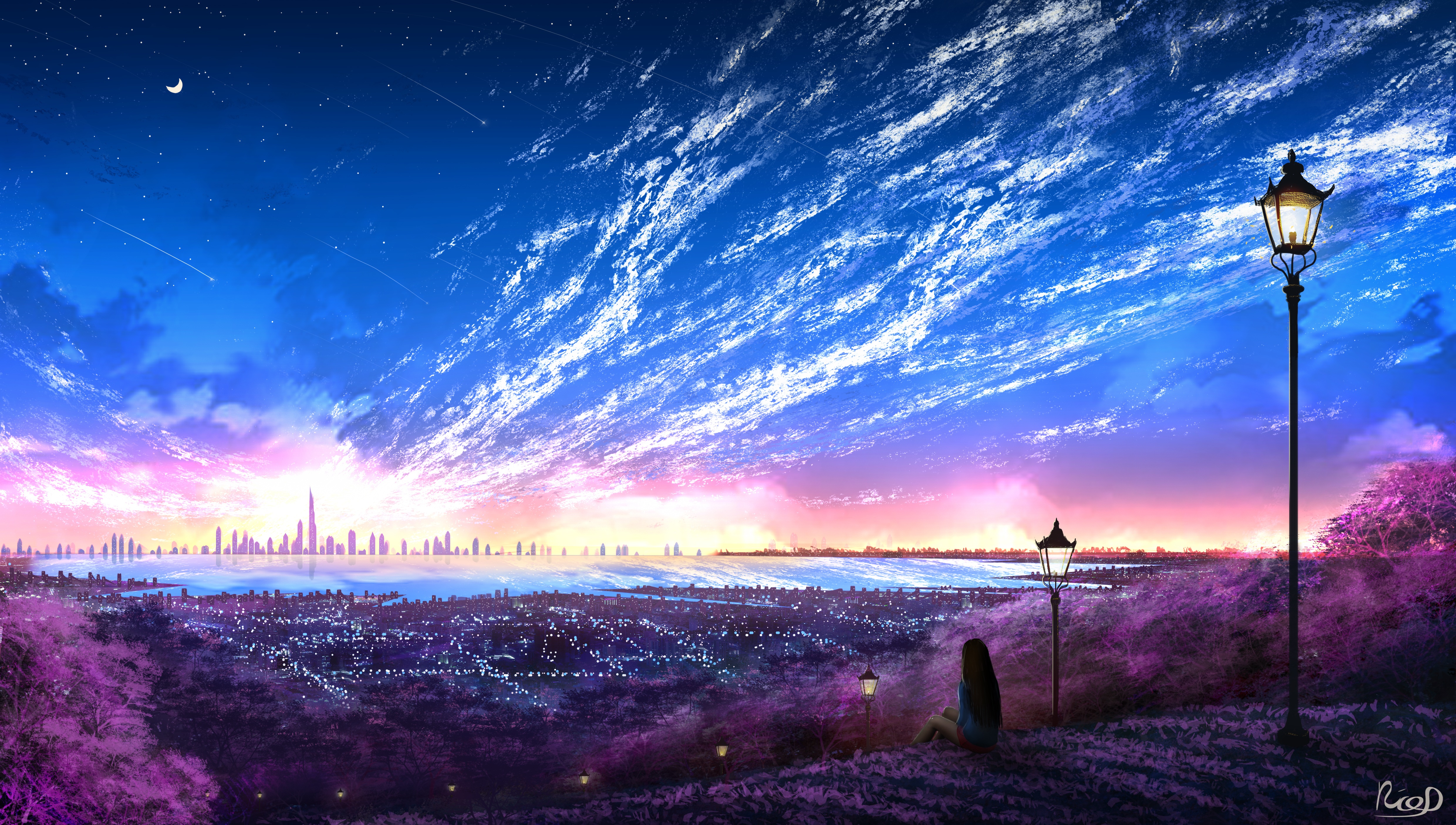 Download Early Evening Anime Sky 4k Phone Wallpaper