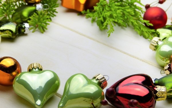 Holiday Christmas Christmas Ornaments Bauble Heart HD Wallpaper | Background Image
