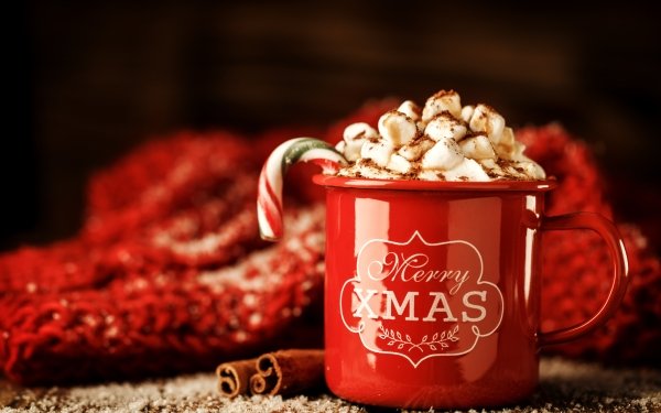 Food Hot Chocolate Cup Merry Christmas Marshmallow HD Wallpaper | Background Image