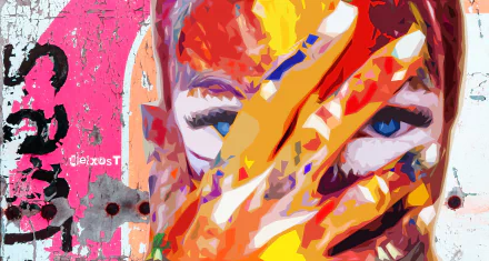 HD desktop wallpaper showing an artistic face with a hand covered in vibrant colors, creating a striking, colorful composition.