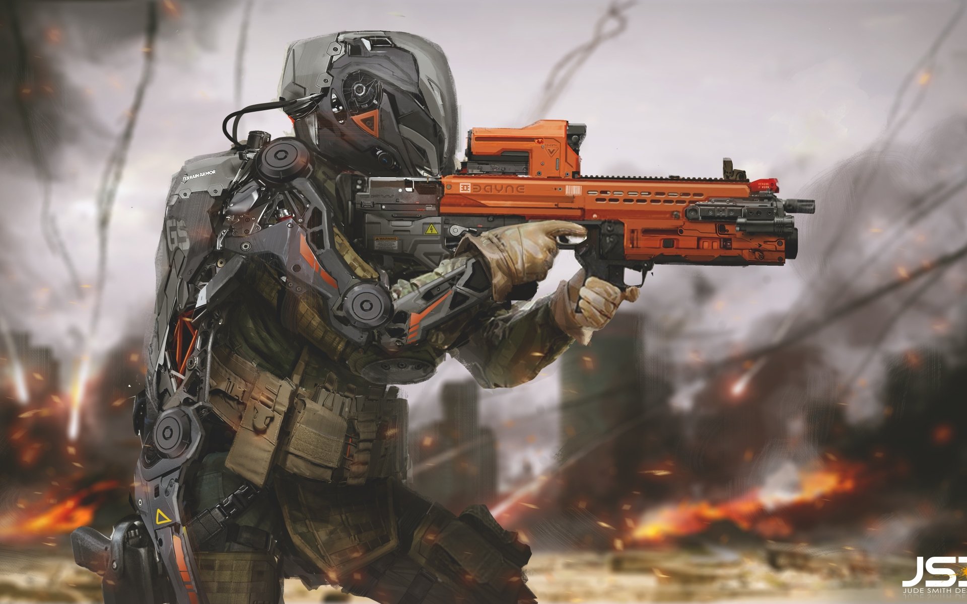 Futuristic Sci-Fi Warrior - 4K Ultra HD Wallpaper by Jude Smith, image size:1920x1200