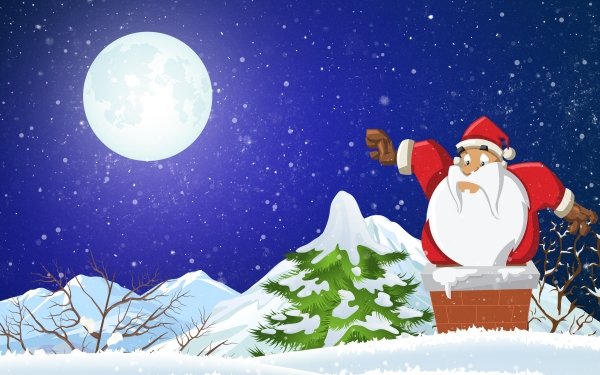 Holiday Christmas Santa Santa Hat Beard Moon Snow Night HD Wallpaper | Background Image