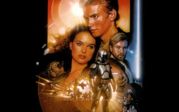 R2-D2 C-3PO Mace Windu Jango Fett Yoda Padmé Amidala Obi-Wan Kenobi Anakin Skywalker movie Star Wars Episode II: Attack Of The Clones HD Desktop Wallpaper | Background Image
