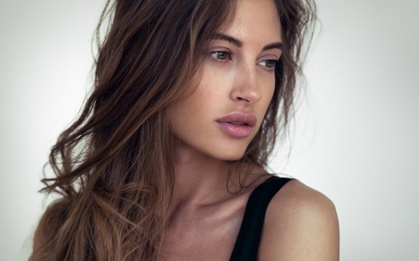 Women Model Face Brunette Long Hair HD Wallpaper | Background Image