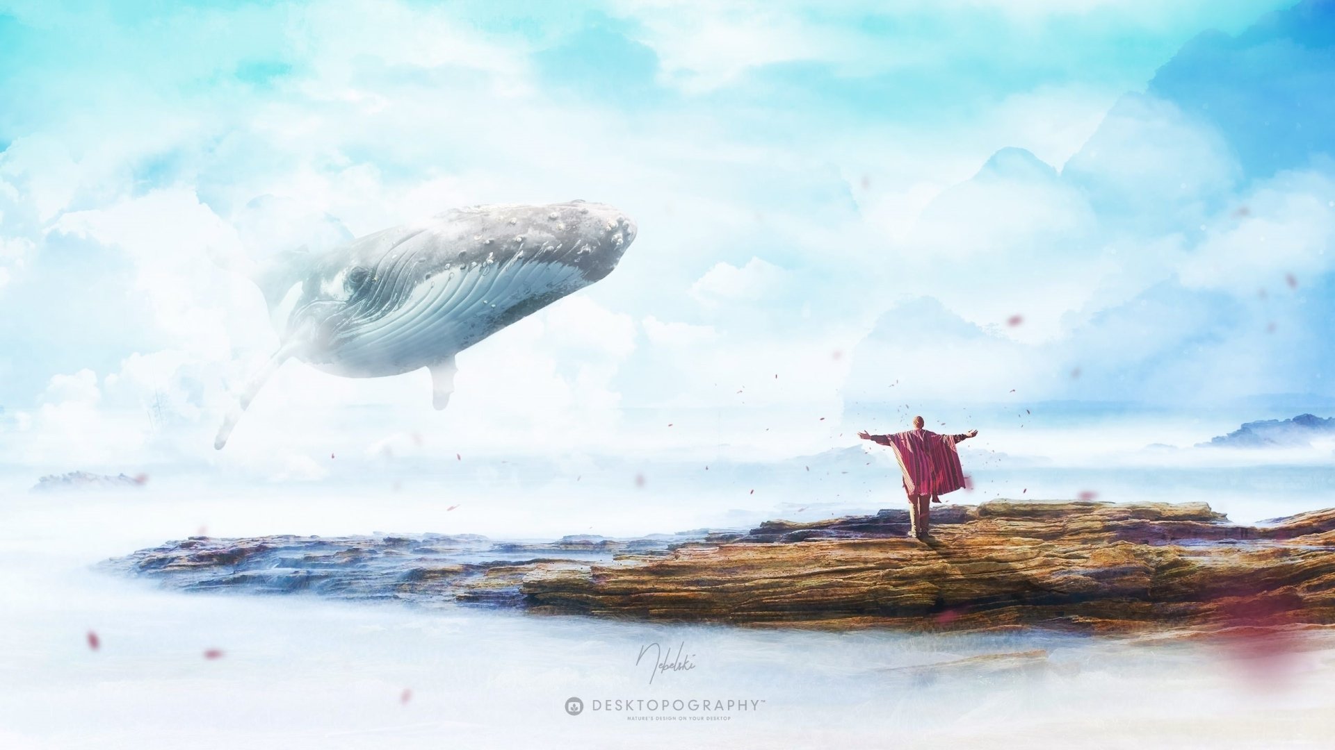 Download Landscape Cloud Whale Fantasy Artistic Desktopography Fantasy Landscape HD Wallpaper by Rafał Nebelski
