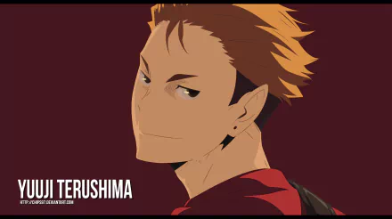 Yūji Terushima from the anime Haikyū!! depicted in an 8K Ultra HD desktop wallpaper with a confident expression and vibrant colors.