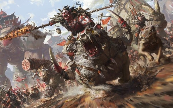 Fantasy Orc Warrior Spear Creature HD Wallpaper | Background Image