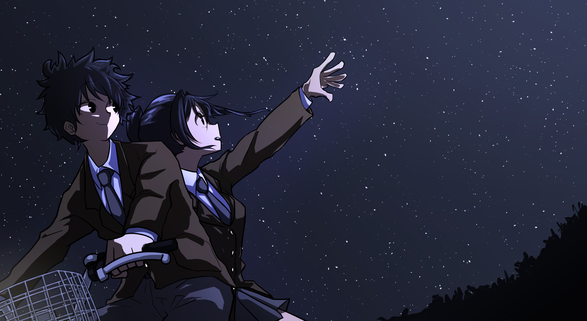 Download School Uniform Star Night Anime Original Anime Night HD Wallpaper by 十本技有