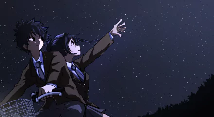 school uniform star night Anime Original anime night HD Desktop Wallpaper | Background Image