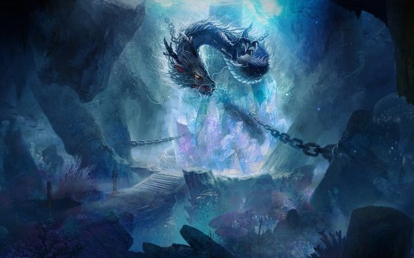 Fantasy Dragon Underwater Chain HD Wallpaper | Background Image
