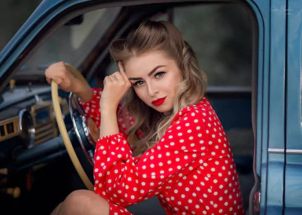 blue eyes blonde lipstick woman model HD Desktop Wallpaper | Background Image