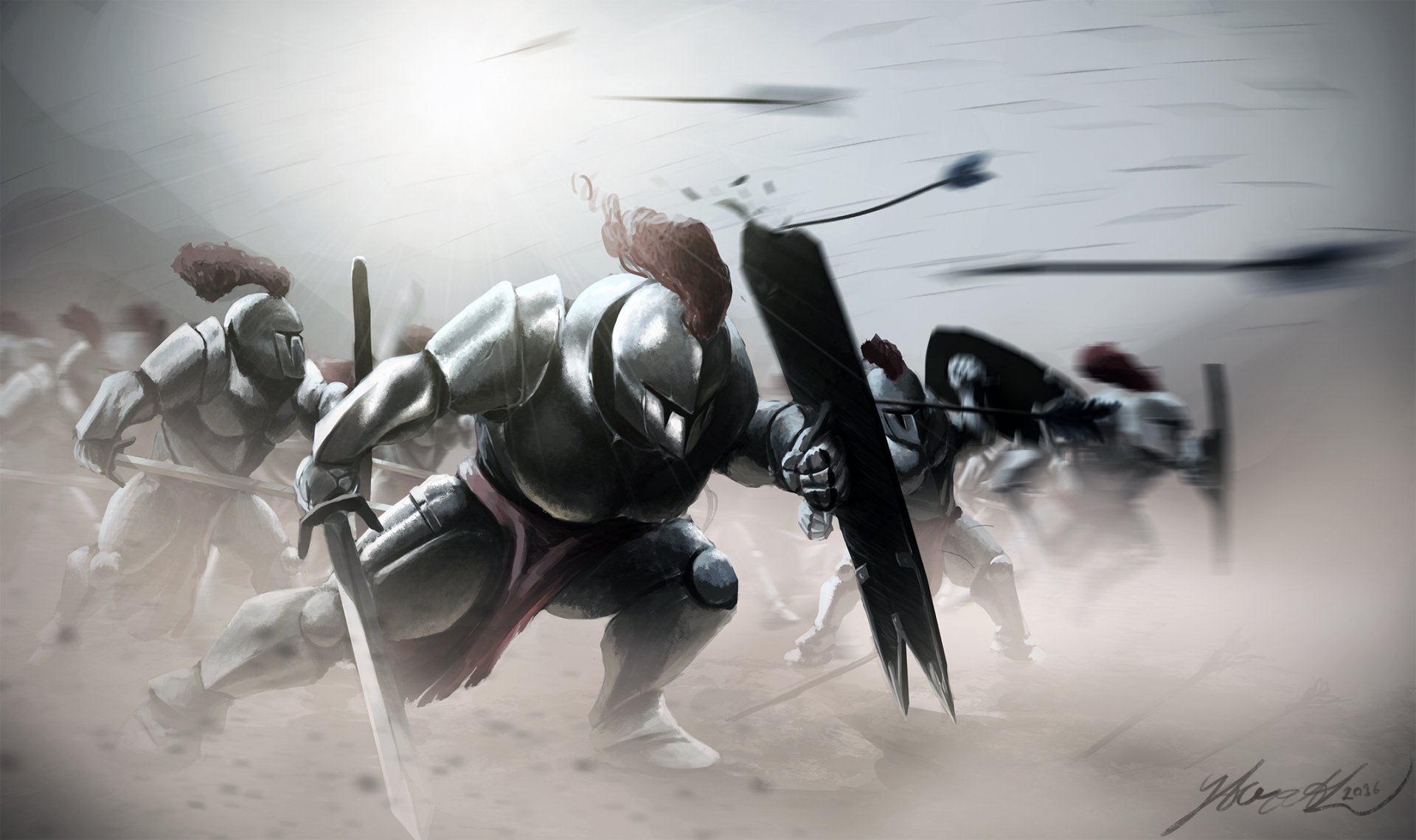 Download Fight Warrior Helmet Shield Sword Armor Fantasy Knight Fantasy Warrior HD Wallpaper by Yacrical