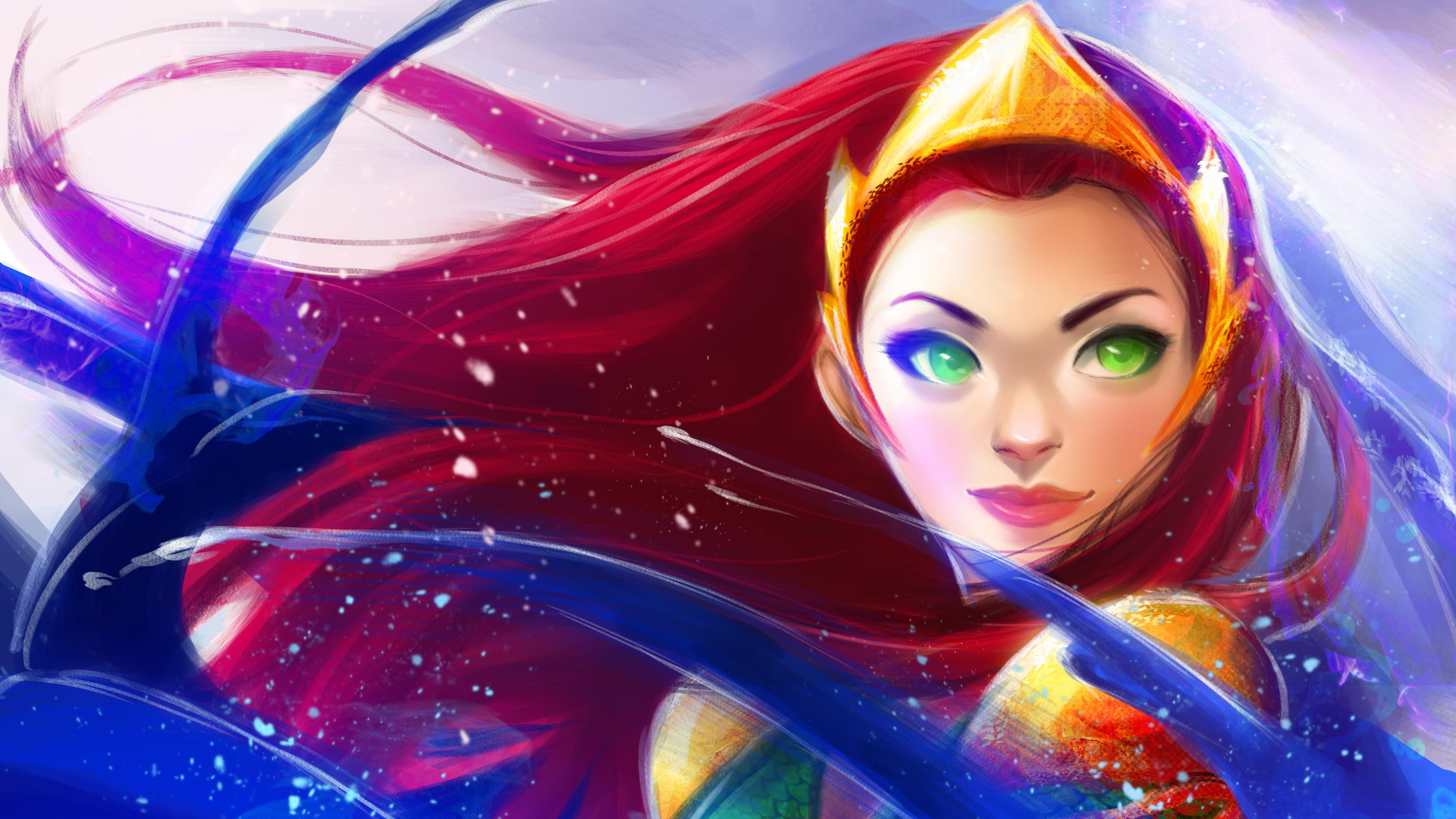 Download Long Hair Green Eyes Red Hair Dc Comics Mera Dc Comics Comic Mera Hd Wallpaper By