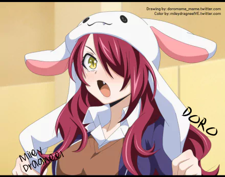 HD anime wallpaper featuring Rindō Kobayashi from Food Wars: Shokugeki no Soma wearing a white bunny hood with pink ears and a surprised expression.