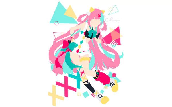 vector minimalist Pinky Pop Hepburn Anime Virtual Youtuber minimalist anime HD Desktop Wallpaper | Background Image
