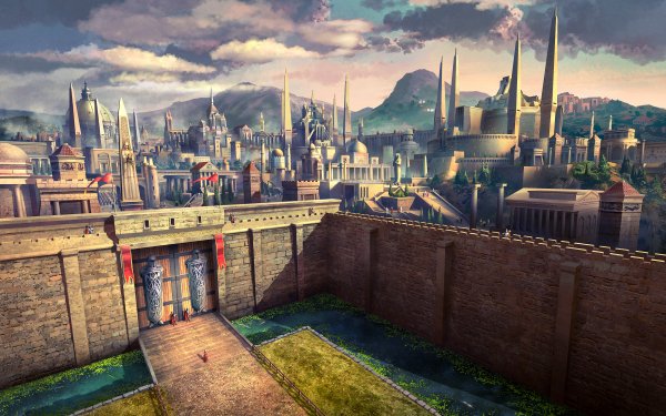 Fantasy City Gate Building HD Wallpaper | Background Image