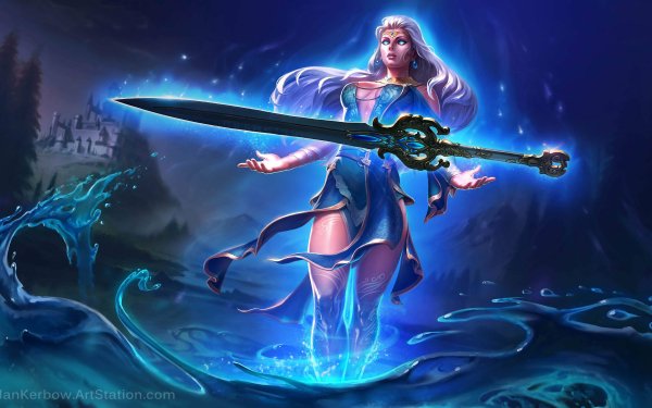 Video Game Smite Magic Sword Long Hair White Hair Freya HD Wallpaper | Background Image