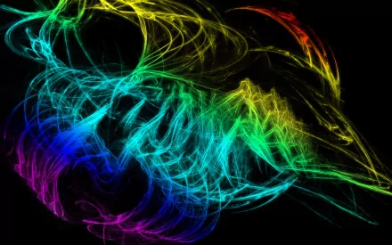 Abstract, colorful light waves swirl against a dark background, creating a vibrant and dynamic HD PC desktop wallpaper.