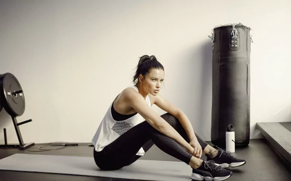 fitness black hair Brazilian model Celebrity Adriana Lima HD Desktop Wallpaper | Background Image