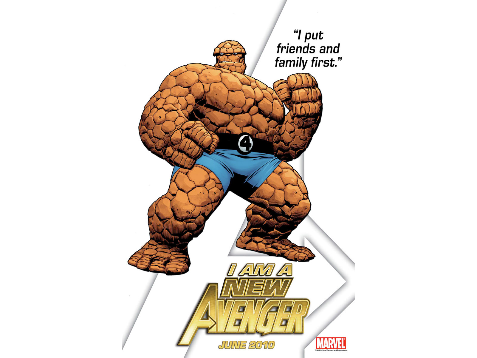 Marvel Comics character, Thing (aka Ben Grimm), featured in a desktop wallpaper.