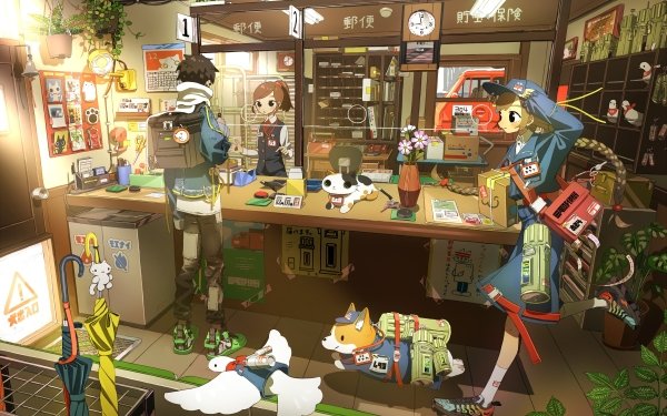 Anime Shop Mood People Dog HD Wallpaper | Background Image