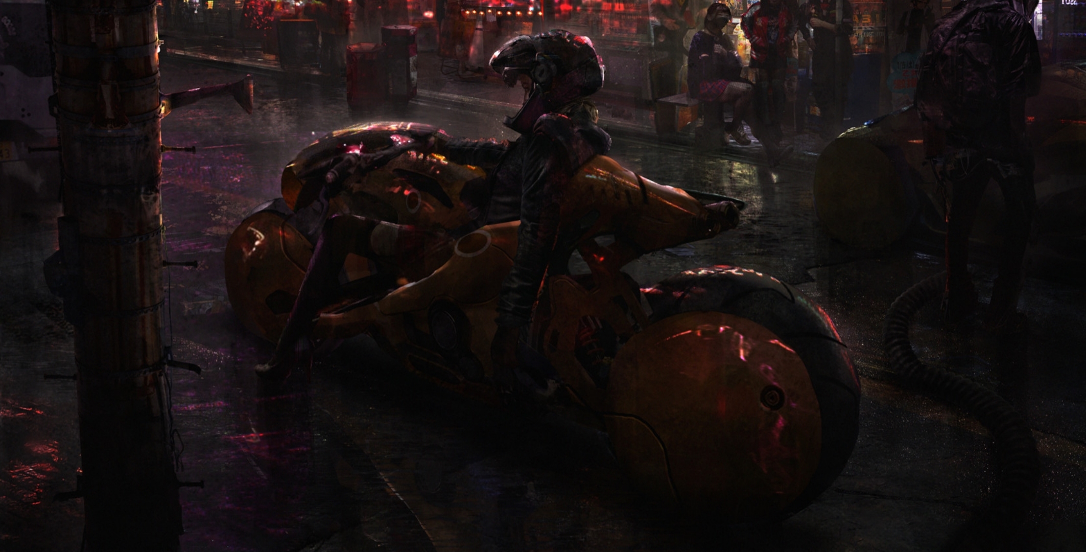 Download Motorcycle Sci Fi Cyberpunk HD Wallpaper by Eddie Mendoza