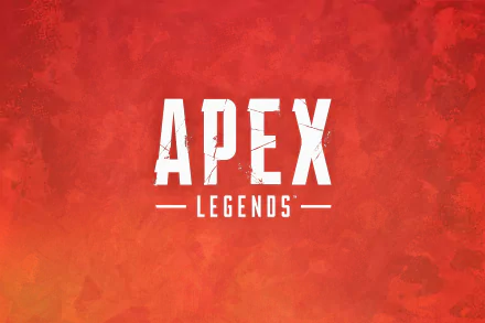 HD desktop wallpaper and background featuring the logo of the video game Apex Legends set against a vibrant red and orange textured backdrop.
