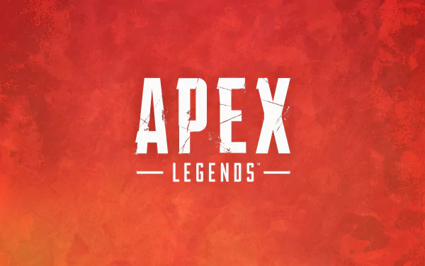 HD desktop wallpaper and background featuring the logo of the video game Apex Legends set against a vibrant red and orange textured backdrop.