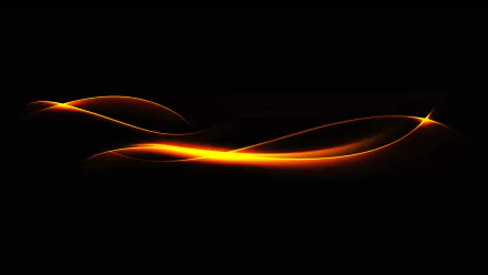 HD PC desktop wallpaper featuring abstract yellow glowing light waves against a black background, creating a sleek and dynamic visual effect.