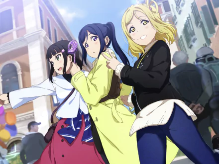 Kanan Matsuura Mari Ohara Dia Kurosawa Anime Love Live! Sunshine!! HD Desktop Wallpaper | Background Image