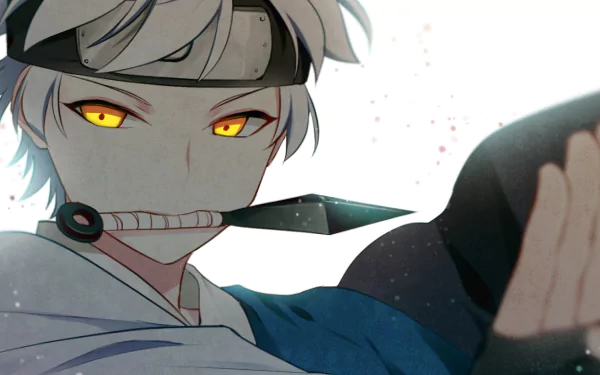 HD PC wallpaper featuring Mitsuki from Boruto anime holding a kunai with intense golden eyes, showcasing dynamic action and sharp detail.