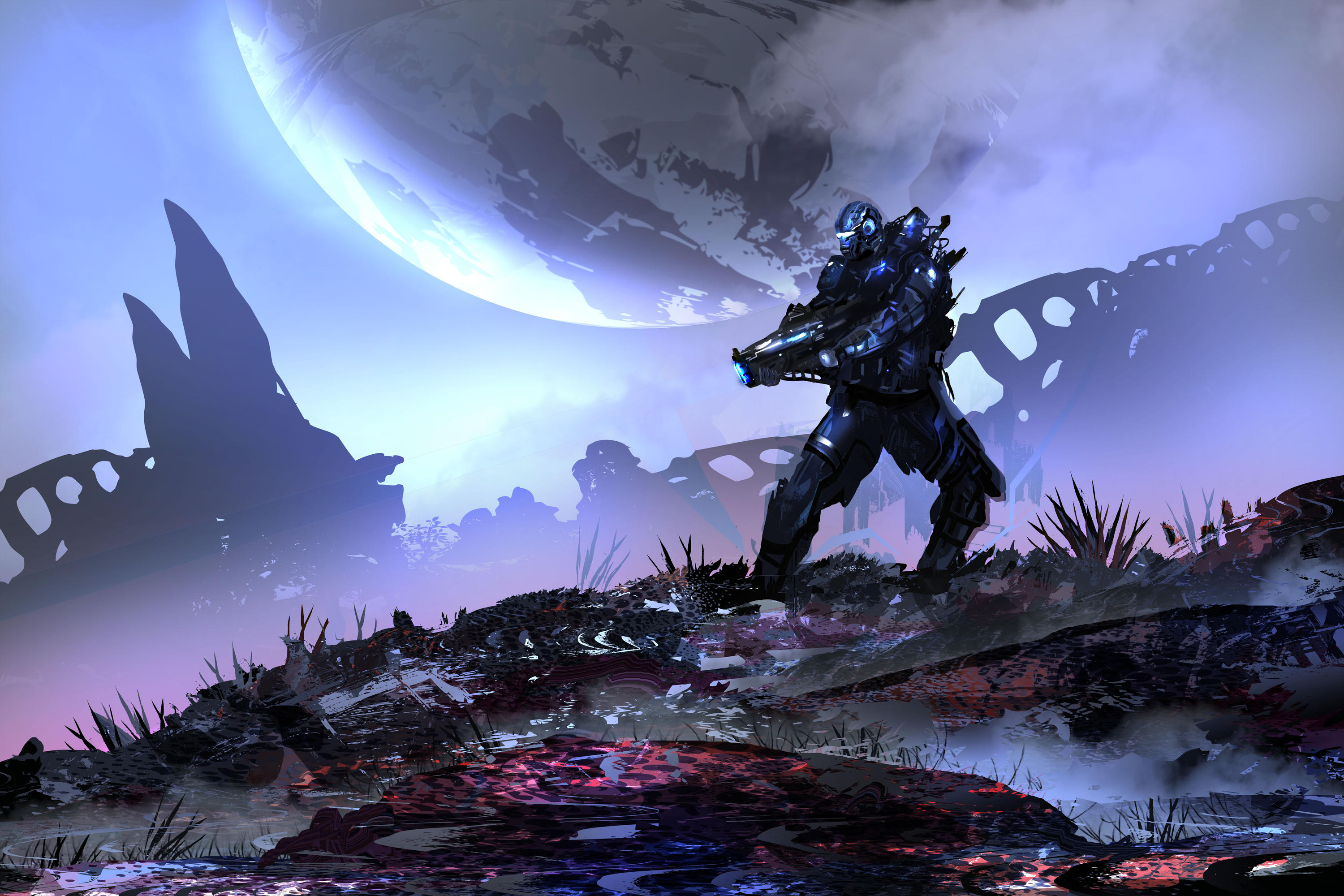 Download Weapon Sci Fi Warrior HD Wallpaper by TacoSauceNinja