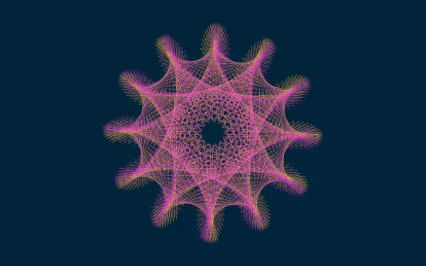 HD PC desktop wallpaper featuring an abstract pink Guilloche fractal pattern against a dark background.