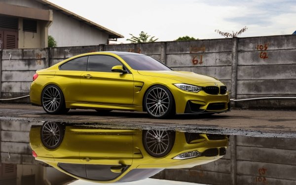 Vehicles BMW M5 BMW Car Reflection Yellow Car HD Wallpaper | Background Image