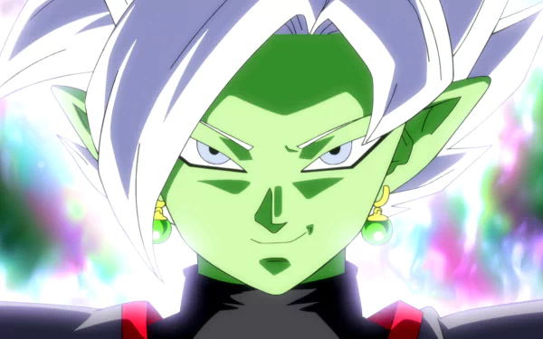 HD desktop wallpaper featuring Zamasu from Dragon Ball Super with glowing white hair and intense gaze in vibrant anime style.