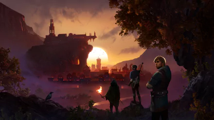 HD PC desktop wallpaper featuring Jespar Dal'Varek from Enderal: The Shards of Order, set against a dramatic sunset landscape reminiscent of The Elder Scrolls V: Skyrim.