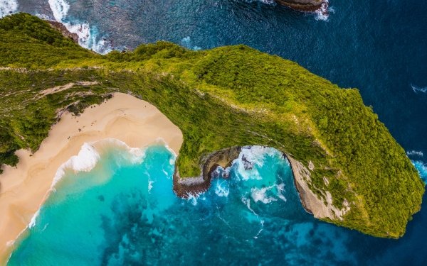 Photography Aerial Beach Ocean Arch Coast Indonesia Coastline HD Wallpaper | Background Image