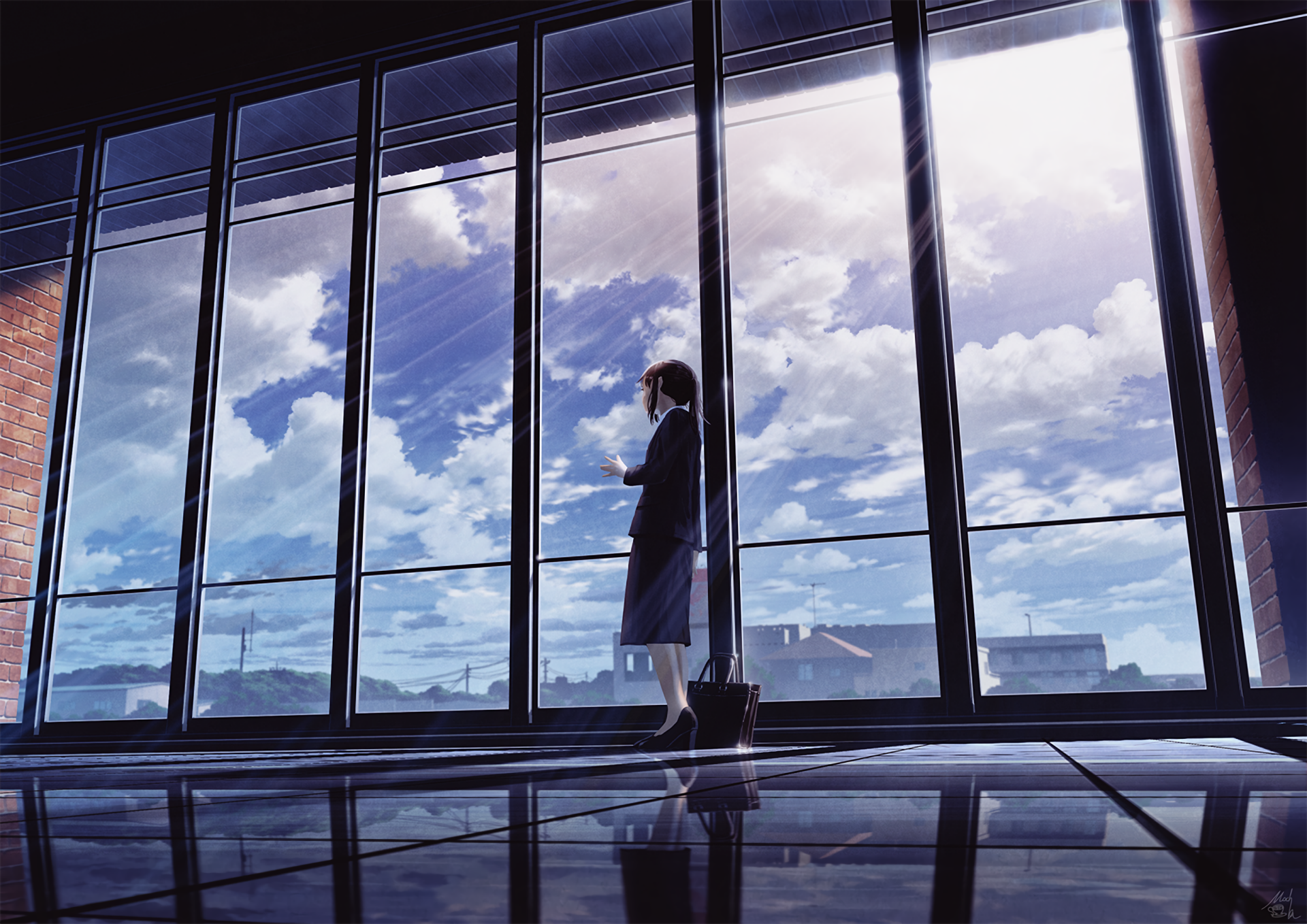 Download Sunlight Cloud Window Anime Girl Anime Girl HD Wallpaper by mocha