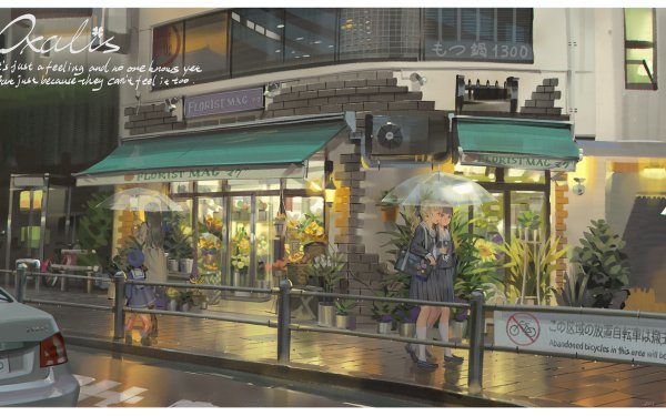 Anime Shop Street City Rain HD Wallpaper | Background Image