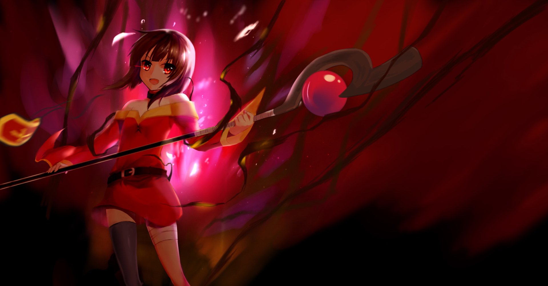 HD wallpaper of Megumin from KonoSuba - God’s blessing on this wonderful world!!, featuring vivid colors and dynamic lighting effects.