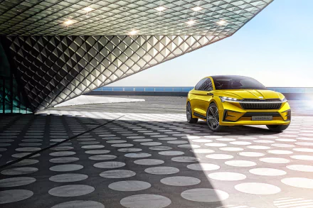 electric car SUV yellow car car Skoda vehicle Skoda Vision iV HD Desktop Wallpaper | Background Image