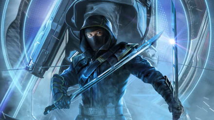 HD wallpaper featuring Clint Barton as Ronin from Marvel's Avengers: EndGame, clad in a hood and wielding a sword in a dynamic pose.