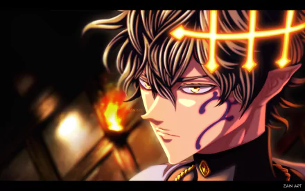 HD PC desktop wallpaper featuring Yuno from the anime Black Clover, showcasing his intense gaze and magical aura in a dark, fiery background.